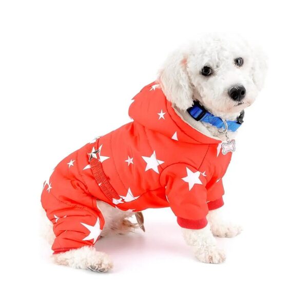 Fleece-Lined Snow Jumpsuit with Hood for Small Breed Cats and Toy Dogs