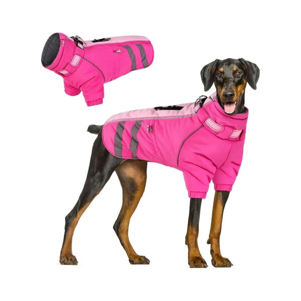 Fleece-Lined Water-Resistant Dog Winter Coat with Harness for All Breed Sizes