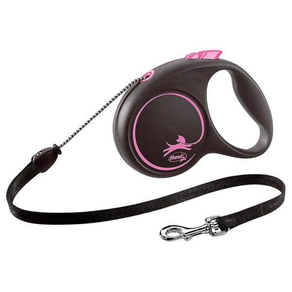 Flexi Black Pink Medium Nylon Retractable Dog Leash 5m