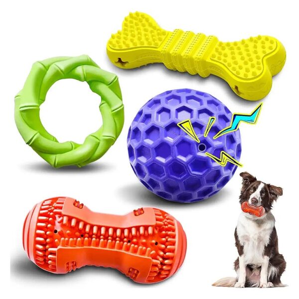 Flexible Rubber Dog Chew Toys for Large Breed Dogs Teeth Cleaning