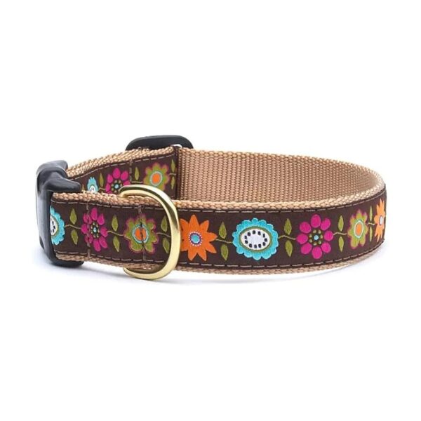 Floral Finesse Nylon Dog Collar Medium Size 12-18 Inches Wide 1 Inch