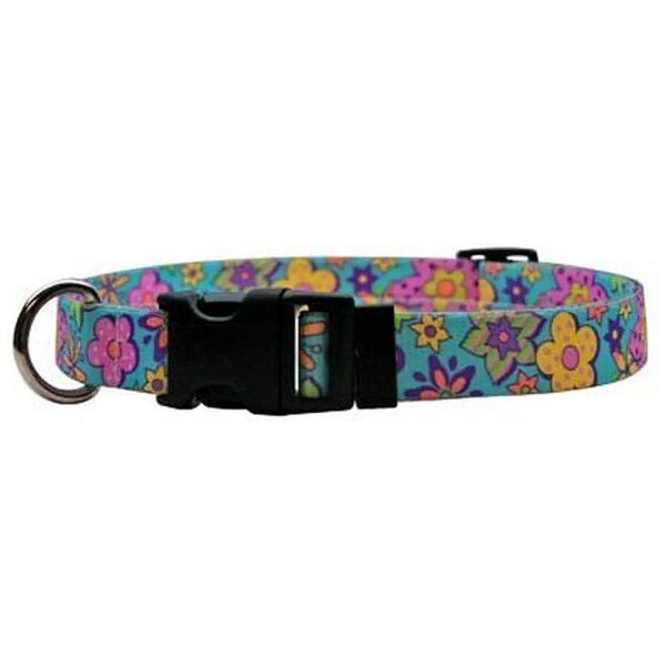 Flower Power Polyester Dog Collar for Teacup Small Breeds 4-9 Long Size