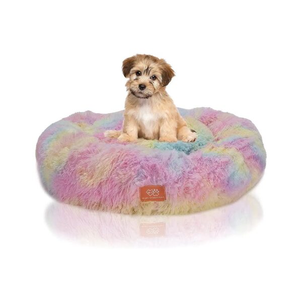 Fluffy Calming Cat and Dog Bed for Small Pets, Soft Pet Bedding with Anti-Slip Base