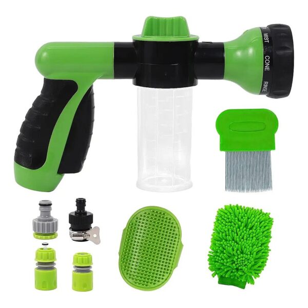 Foam Dog Wash Hose Nozzle with Built-in Soap Dispenser for Pet Showering