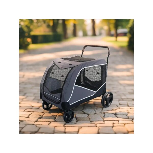 Foldable Big Wheels Pet Stroller for One Medium or Large Dog up to 132lbs