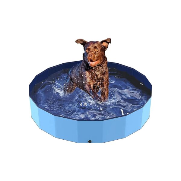 Foldable Dog Pool for Kids - 37 inch Portable Swimming Pool for Backyard Fun