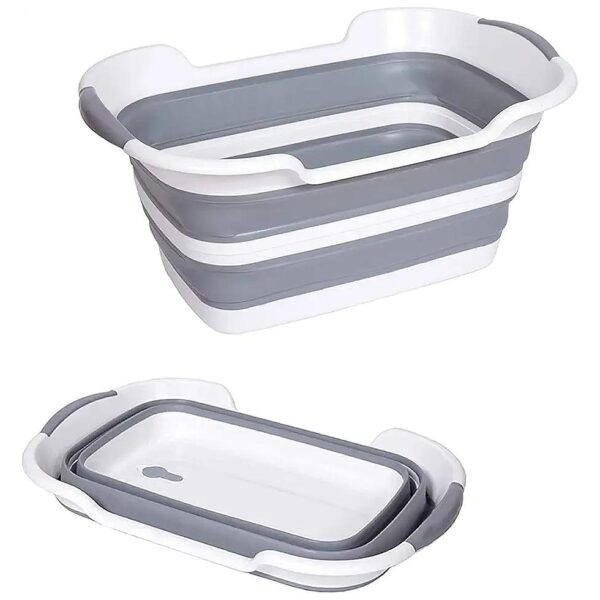 Foldable Grey Tub for Bathing Small Animals and Laundry with Strong PP TPR Material