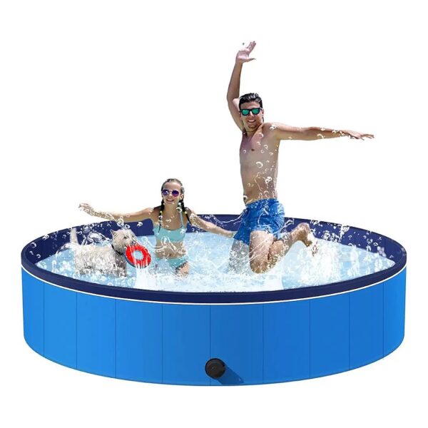 Foldable PVC Dog Pool for Large Dogs Kids Pet Bath Tub Backyard Swimming