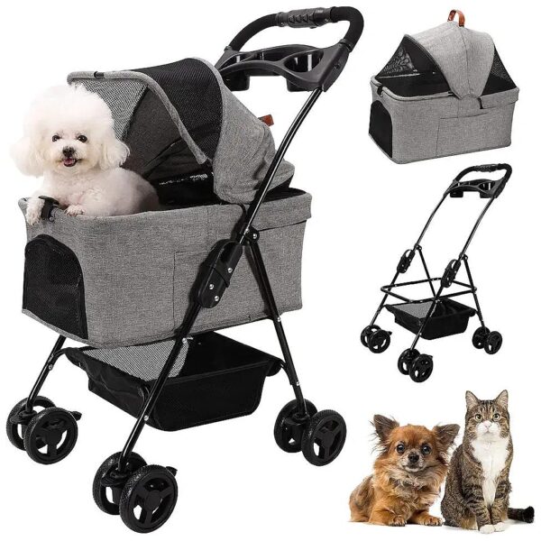 Foldable,Easy to Convert Cat Stroller and Dog Stroller for Small to Medium-Sized Pets