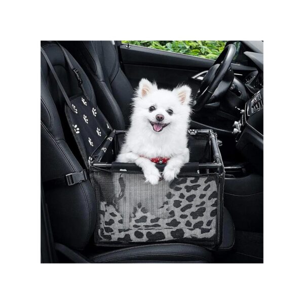 Folding Dog Booster Seat for Small Pets with Adjustable Seat Buckles and Air Mesh