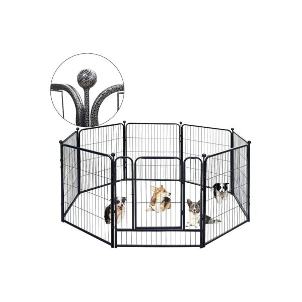 Folding Pet Playpen Small Medium Large Dog Exercise Fence 32 inch High Blue Silver Gray