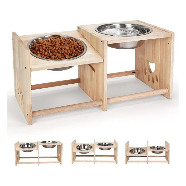 Food and Water Bowl Stand with Adjustable Height for Small Medium and Large Breed Dogs