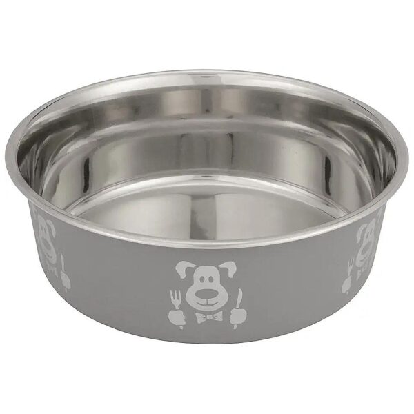 Food or Water Bowl for Large Dogs Stainless Steel Construction Grey