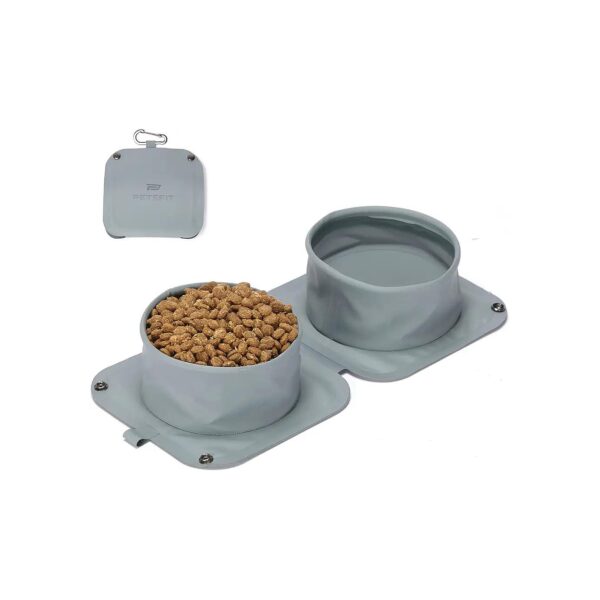 Food-Grade PVC Dog Bowls, Portable Double-Compartment Travel Water Bowl for Dogs