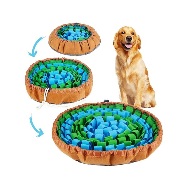 Foraging and Snuffling Puzzle, Blue Green Interactive Dog Toy, Adjustable and Non-Slip