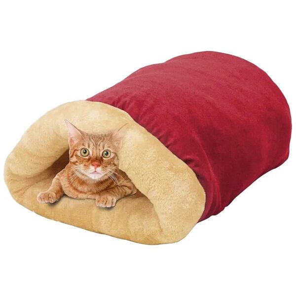 Four-In-One Self Warming Burrow Cat Bed with Crinkle Sack and Side Panels