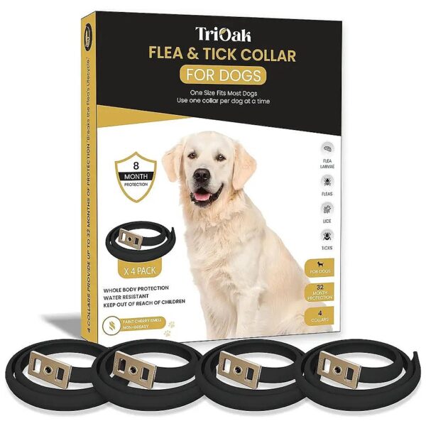 Four-Pack Flea and Tick Collar for Dogs - 8-Month Long-Lasting Protection