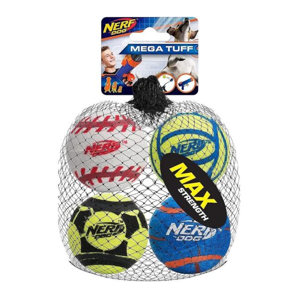 Four-Pack of Durable Sports Ball Dog Toys for Small to Large Breeds