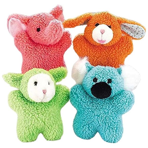 Four-Piece Soft Fleece Dog Toy Set with Elephant, Bunny, Lamb, and Koala Figures