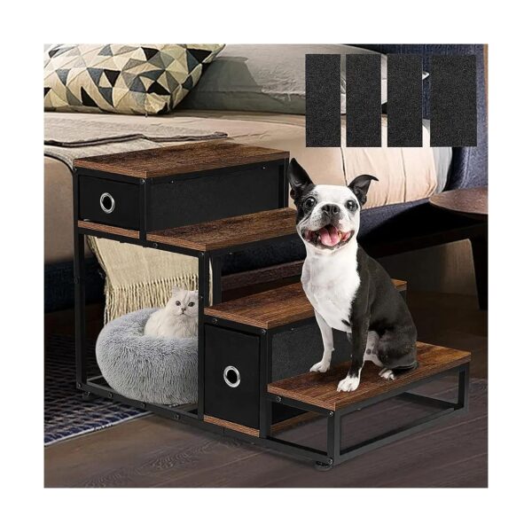 Four-Step Wooden Pet Stairs for Medium to Large Dogs up to 150 Pounds