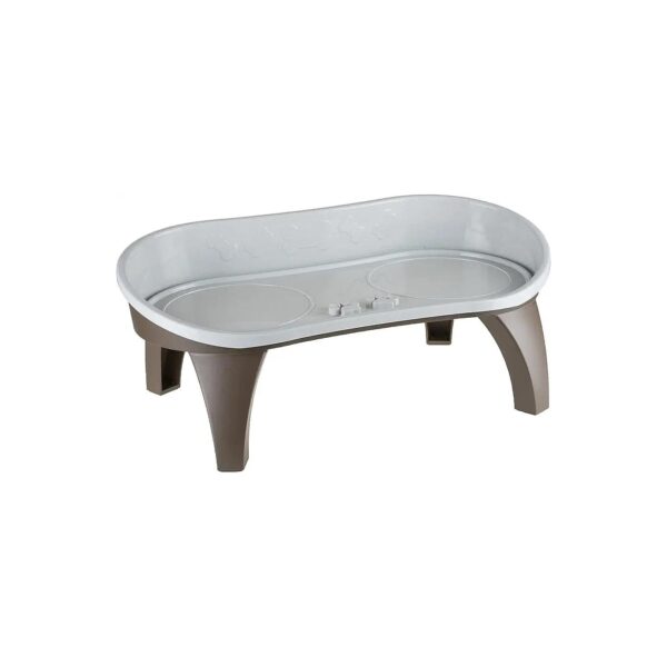 Freestanding Pet Feeding Tray with Rust Resistant Metal Legs and Adjustable Height