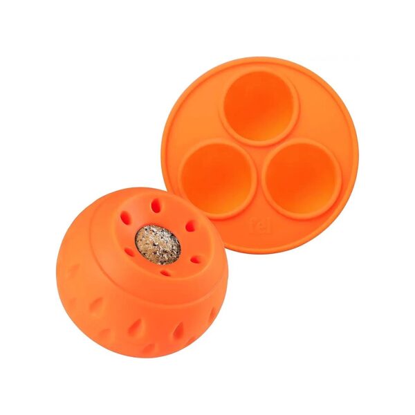 Freezable and Fillable Rubber Dog Chew Toy with Silicone Treat Tray - Orange