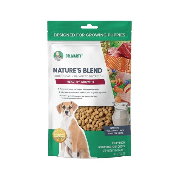 Freeze Dried Raw Puppy Food Blend with Turkey Beef Salmon and Duck for Immune Support