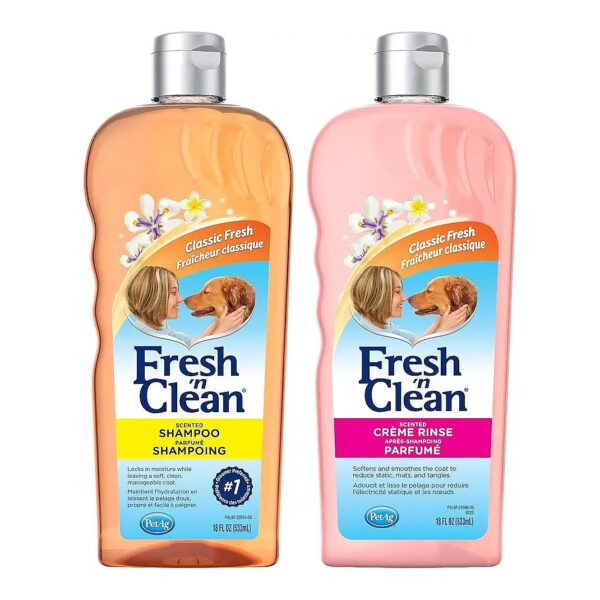 Fresh and Clean Scented Shampoo and Creme Rinse for Dogs with Classic Fresh Scent