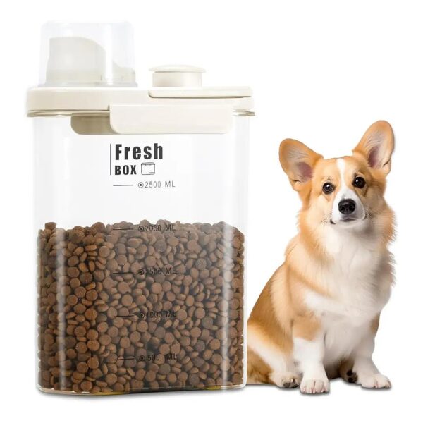 Fresh and Healthy Dog Food Storage Container with Double-Sealing Design and Measuring Cup