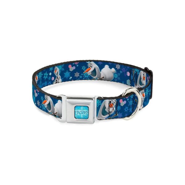 Frozen Olaf Dog Collar with Authentic Seatbelt Buckle - 11-17 Inch Neck