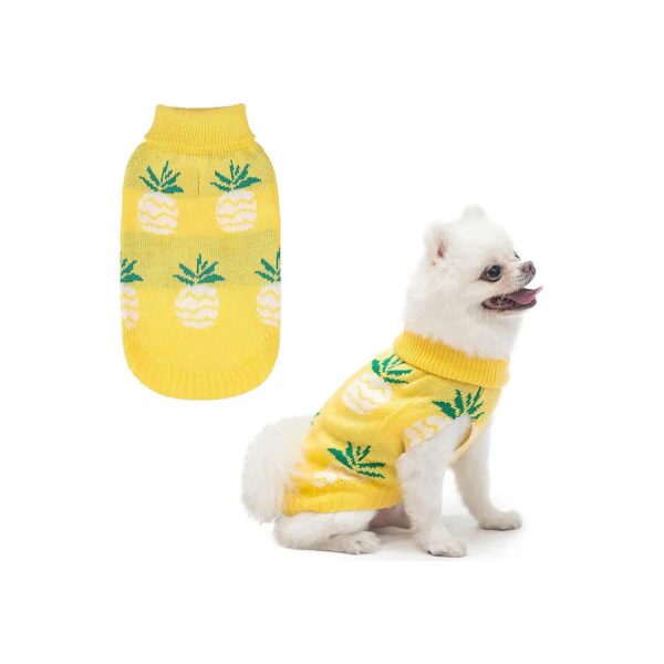 Fruit Print Sweaters for Small Dogs - Cute Fall Dog Clothes with Good Warmth Retention