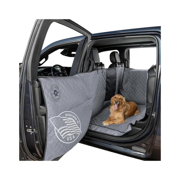 Full-Size Crew Cab Truck Back Seat Cover for Dogs with Anchored Seat Belt Access