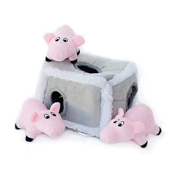 Fun Pig Pen Burrow Toy for Small Dogs with Realistic Squeakers