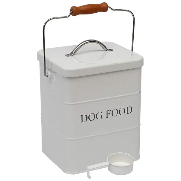 Functional and Organized Pet Food Storage Tin with Spoon and Secure Lid for Freshness