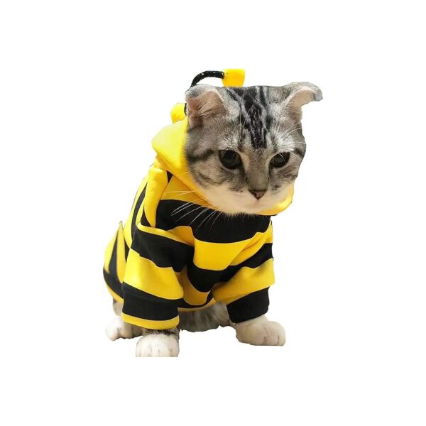 Funny Cat Bee Costume for Small to Medium Size Cats and Dogs, Adjustable Velcro Closures