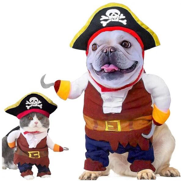 Funny Pirate Suit for Small to Medium Dogs and Cats, Non-Woven Fabric Dog Costume