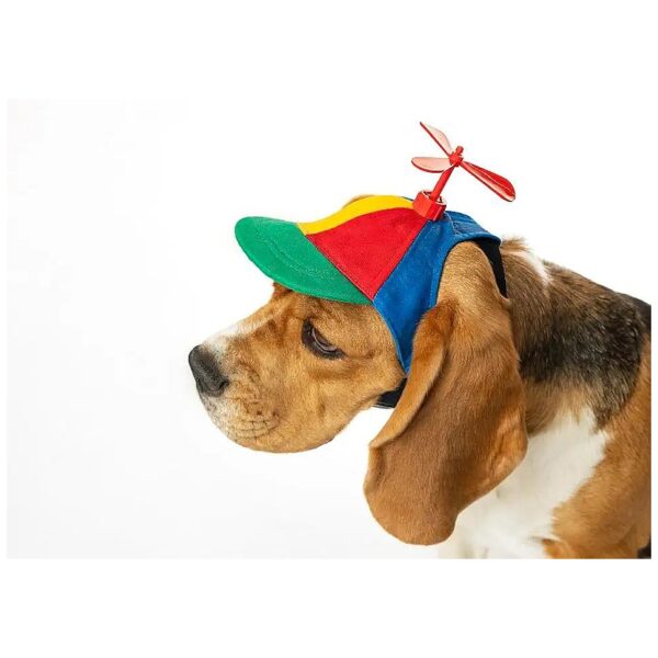 Funny Propeller Dog Hat with Adjustable Chin Strap and Ear Holes for Small Dogs