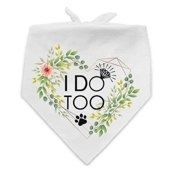 Funny Wedding Flower Pattern White Cotton Dog Bandana for Bridal Shower Gifts