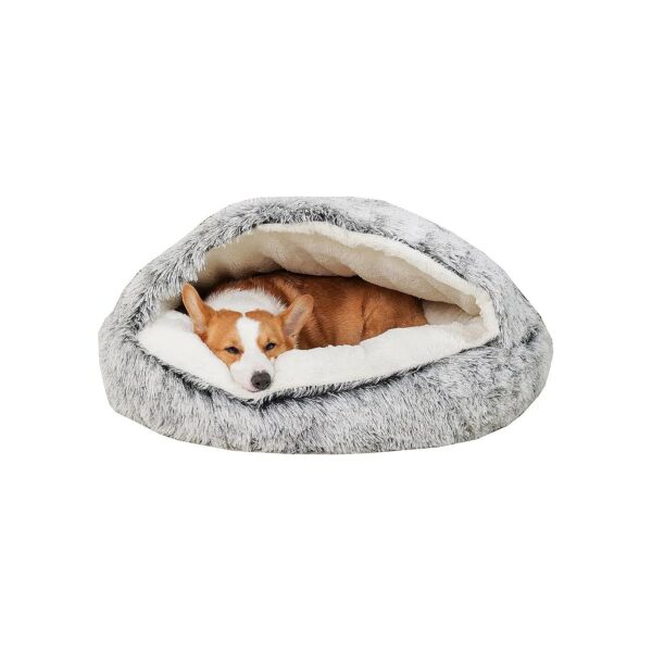 Furry Calming Dog Bed with Anti-Anxiety Features for Medium-Sized Dogs