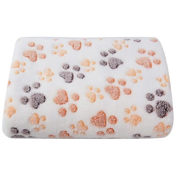 Fuzzy and Cute Paw Print Flannel Pet Blanket for Bed