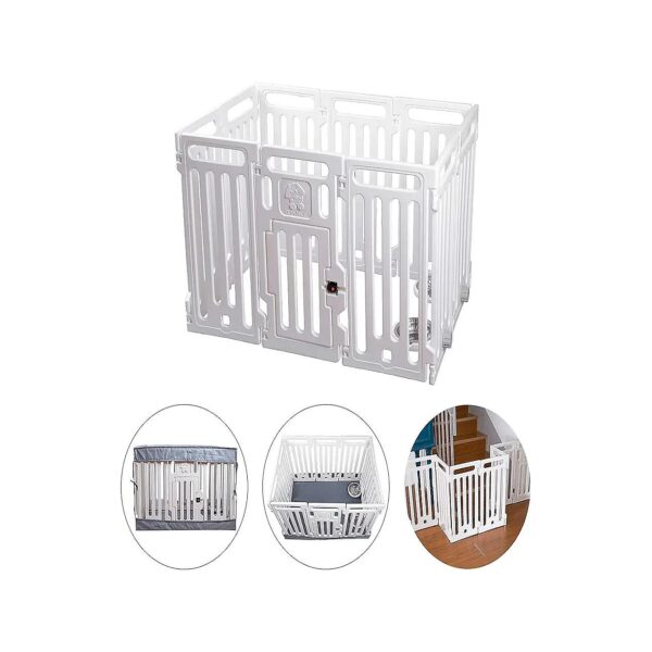 Garden Fence for Small Pets with Waterproof White Plastic Panels and Collapsible Design