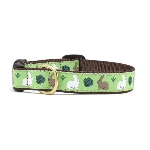 Garden Rabbit Pattern Small Dog Collar 9 to 15 Inches Narrow Width