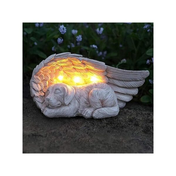 Garden Solar Light with Angel Icon and Dog Silhouette for Memorializing Beloved Pets