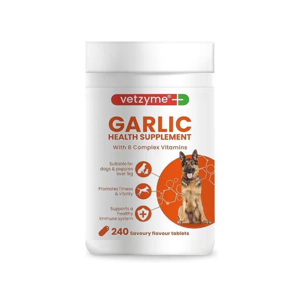 Garlic Supplement for Dogs, Healthy Heart, Vitality, 240 Tablets