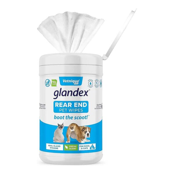 Gentle Anal Gland Wipes for Dogs and Cats with Soothing Aloe and Vitamin E