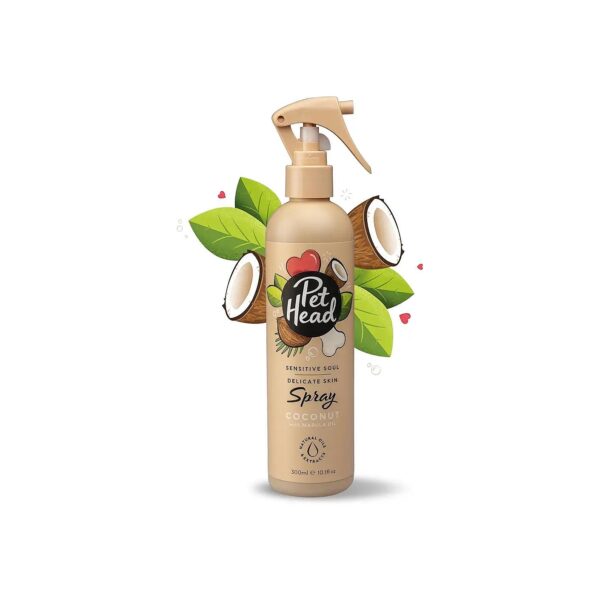 Gentle Dog Shampoo Spray with Coconut Scent for Sensitive Skin Oatmeal Marula Oil Formula