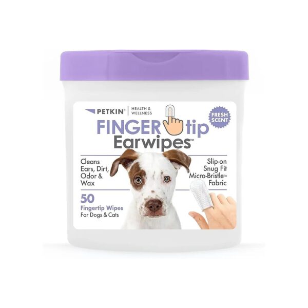 Gentle Ear Hygiene for Dogs and Cats with Micro-Bristle Fabric and Fresh Scent