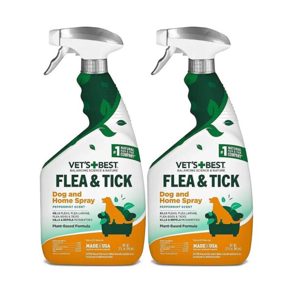 Gentle Natural Flea and Tick Home Spray for Dogs and Homes, 32 Ounces, 2 Pack