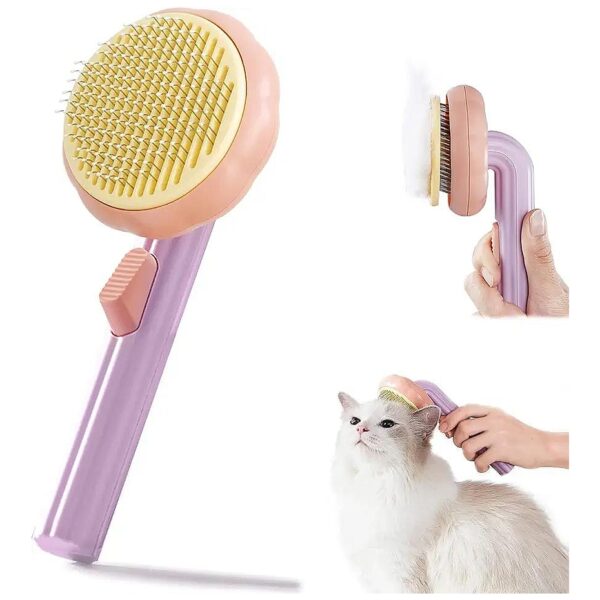 Gentle Orange and Pink Slicker Brush for Cats and Dogs Removes Loose Undercoat