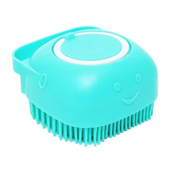 Gentle Pet Bath Brush with Shampoo Dispenser - Soft Silicone Bristles for Dogs and Cats